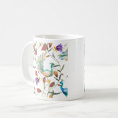 Muster mit Pfau und Blumen Pfau Kaffeetasse (Vorderseite Links)