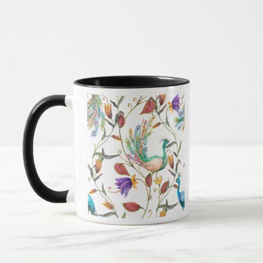 Muster mit Pfau und Blumen Pfau Tasse (Links)