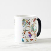 Muster mit Pfau und Blumen Pfau Verwandlungstasse (VorderseiteRechts)