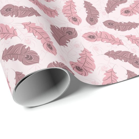 Muster mit Pfauenfedern Geschenkpapier (Rolleneckpunkt)