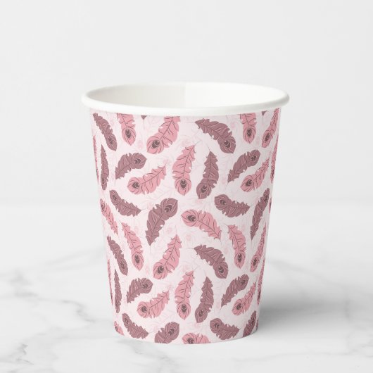 Muster mit Pfauenfedern Pappbecher (Links)