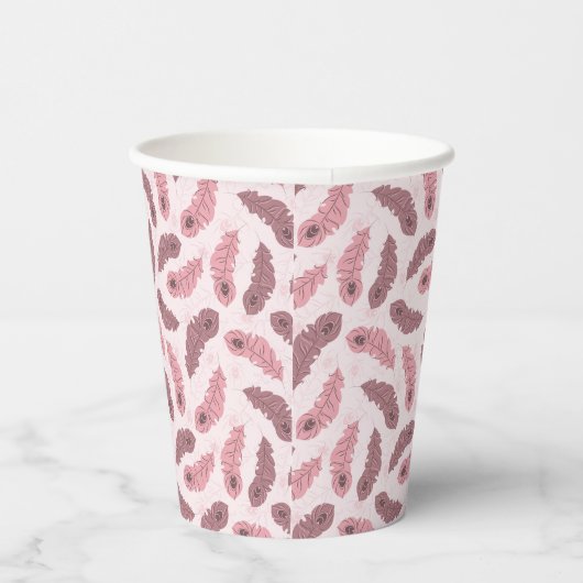 Muster mit Pfauenfedern Pappbecher (Rechts)