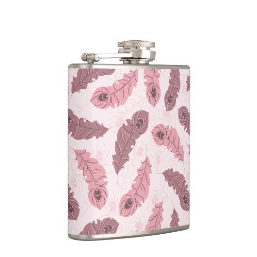 Muster mit Pfaufedern Flachmann (Rechts)