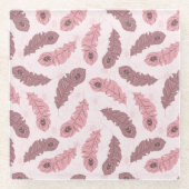 Muster mit Pfaufedern Glasuntersetzer (Vorderseite)