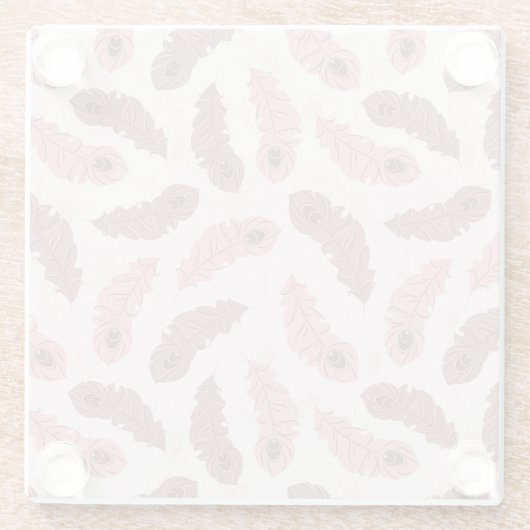 Muster mit Pfaufedern Glasuntersetzer (Rückseite)