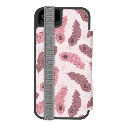 Muster mit Pfaufedern Incipio iPhone Geldbeutel-Hülle (Folio Rückseite)