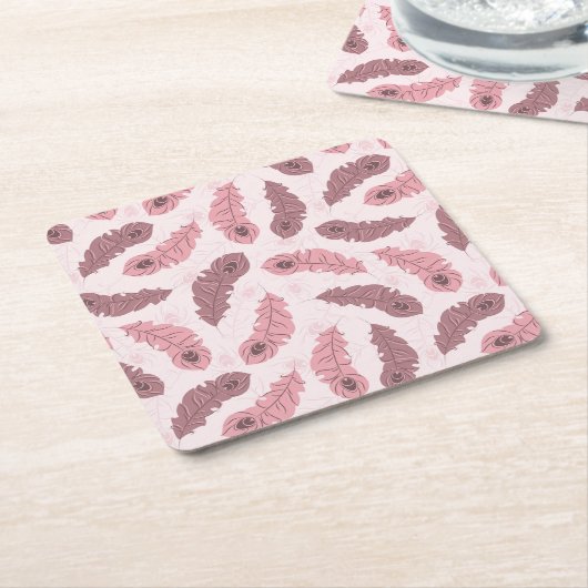 Muster mit Pfaufedern Rechteckiger Pappuntersetzer (angewinkelt)