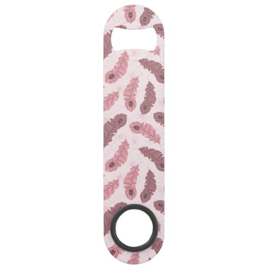 Muster mit Pfaufedern Speedflaschenöffner (Rückseite)