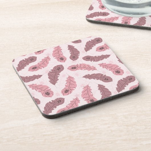 Muster mit Pfaufedern Untersetzer (Linke Seite)