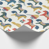 Muster mit Pferden, die von skandinavischer Kunst Geschenkpapier (Ecke)