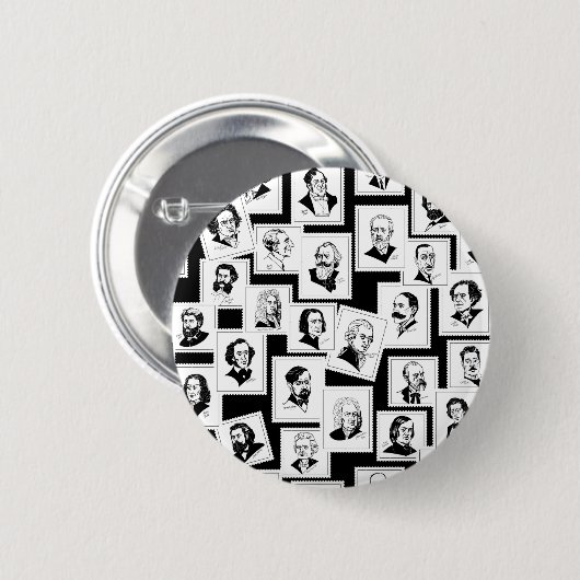 Muster mit Porträts der beststen Komponisten Button (Vorne & Hinten)