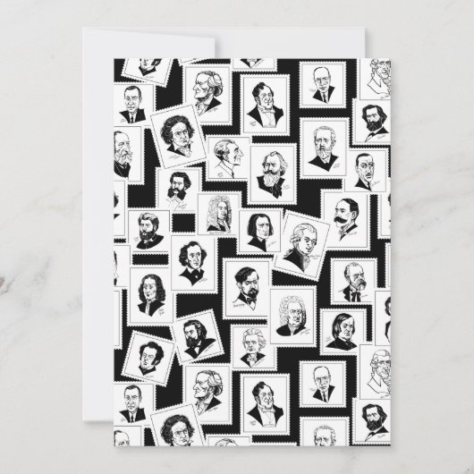 Muster mit Porträts der beststen Komponisten Einladung (Vorderseite)
