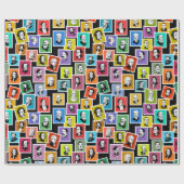 Muster mit Porträts der beststen Komponisten Geschenkpapier (Flach)