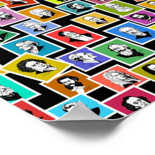 Muster mit Porträts der beststen Komponisten Poster (Ecke)