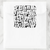 Muster mit Porträts der beststen Komponisten Quadratischer Aufkleber (Tasche)