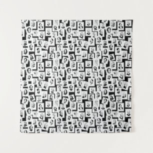 Muster mit Porträts der beststen Komponisten Wandteppich