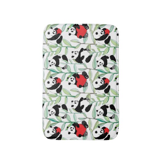 Muster mit reizenden Pandas mit Herzen Badematte (Vorderseite Vertikal)