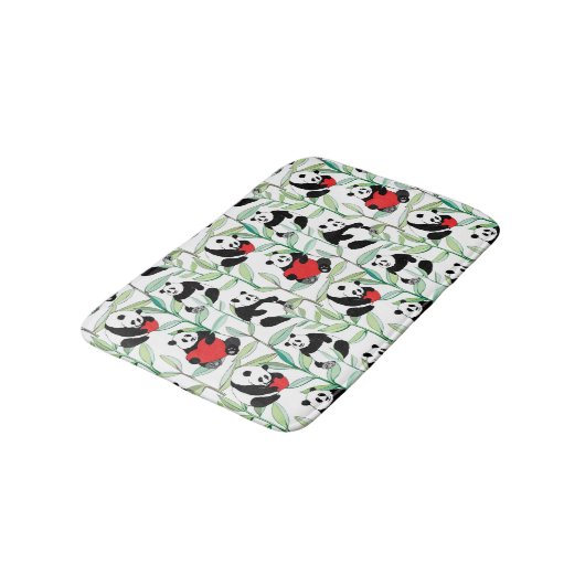 Muster mit reizenden Pandas mit Herzen Badematte (Schrägansicht)