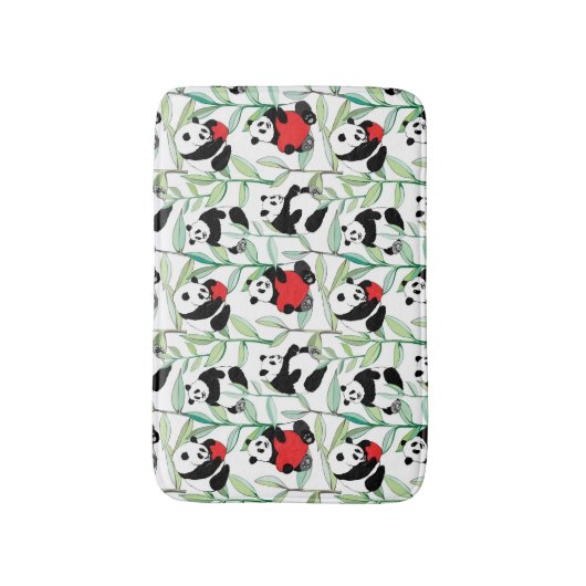 Muster mit reizenden Pandas mit Herzen Badematte (Vorderseite Vertikal)