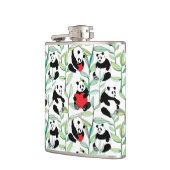 Muster mit reizenden Pandas mit Herzen Flachmann (Links)