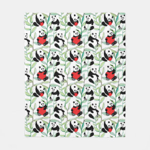 Muster mit reizenden Pandas mit Herzen Fleecedecke