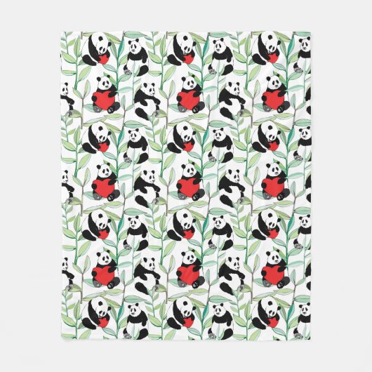 Muster mit reizenden Pandas mit Herzen Fleecedecke (Vorderseite)