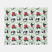 Muster mit reizenden Pandas mit Herzen Fleecedecke (Vorderseite (Horizontal))