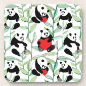 Muster mit reizenden Pandas mit Herzen Getränkeuntersetzer (Vorderseite)