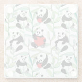 Muster mit reizenden Pandas mit Herzen Glasuntersetzer (Rückseite)