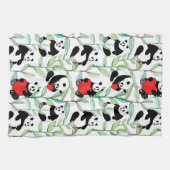 Muster mit reizenden Pandas mit Herzen Handtuch (Horizontal)