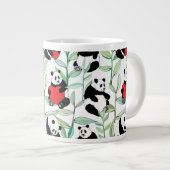 Muster mit reizenden Pandas mit Herzen Jumbo-Tasse (Vorderseite Rechts)