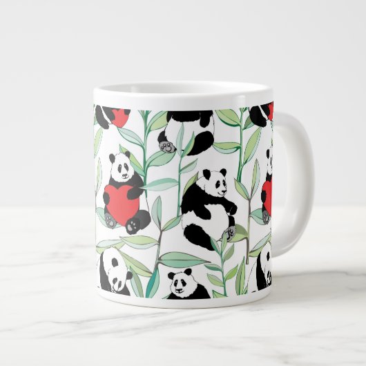 Muster mit reizenden Pandas mit Herzen Jumbo-Tasse (Vorderseite Rechts)