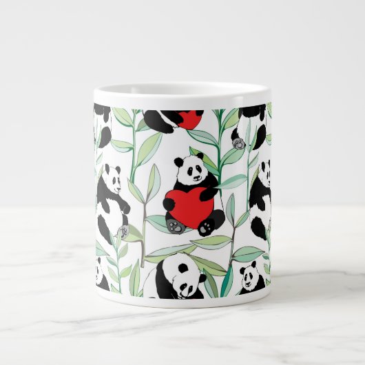 Muster mit reizenden Pandas mit Herzen Jumbo-Tasse (Vorderseite)