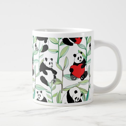 Muster mit reizenden Pandas mit Herzen Jumbo-Tasse (Rechts)