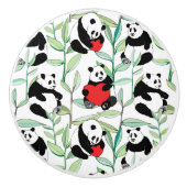 Muster mit reizenden Pandas mit Herzen Keramikknauf (Vorderseite)