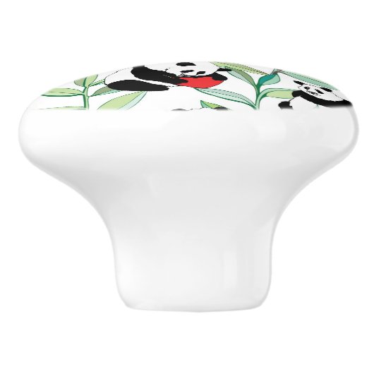 Muster mit reizenden Pandas mit Herzen Keramikknauf (Seitenansicht)