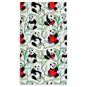Muster mit reizenden Pandas mit Herzen Kleine Geschenktüte (Rückseite)
