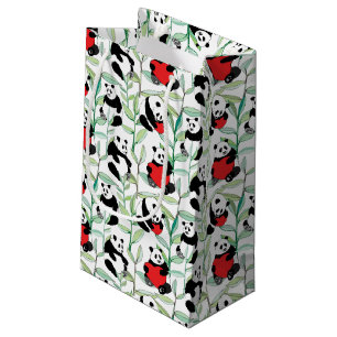 Muster mit reizenden Pandas mit Herzen Kleine Geschenktüte
