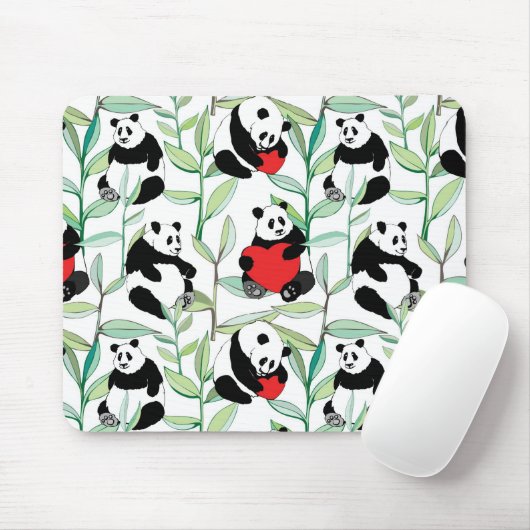 Muster mit reizenden Pandas mit Herzen Mousepad (Mit Mouse)