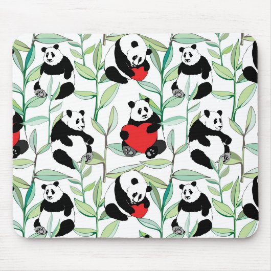 Muster mit reizenden Pandas mit Herzen Mousepad (Vorne)