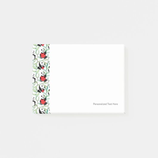 Muster mit reizenden Pandas mit Herzen Post-it Klebezettel (Vorderseite)