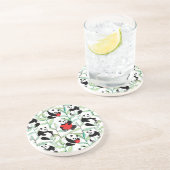 Muster mit reizenden Pandas mit Herzen Sandstein Untersetzer (Seite)