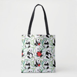 Muster mit reizenden Pandas mit Herzen Tasche