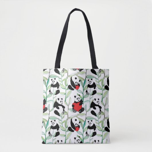 Muster mit reizenden Pandas mit Herzen Tasche (Vorderseite)