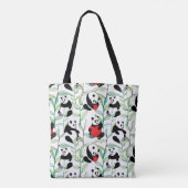 Muster mit reizenden Pandas mit Herzen Tasche (Rückseite)