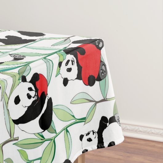 Muster mit reizenden Pandas mit Herzen Tischdecke (Beispiel)