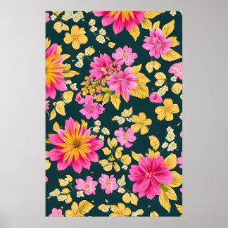 Muster mit Retromuster von Blume. Poster