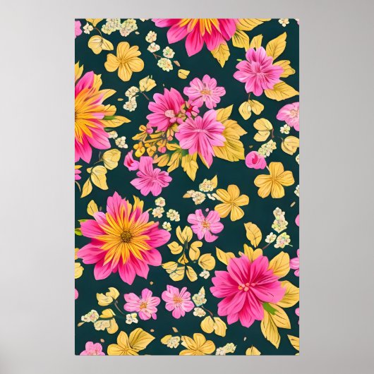 Muster mit Retromuster von Blume. Poster (Vorne)