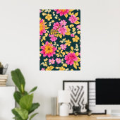 Muster mit Retromuster von Blume. Poster (Heimbüro)