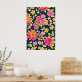Muster mit Retromuster von Blume. Poster (Küche)
